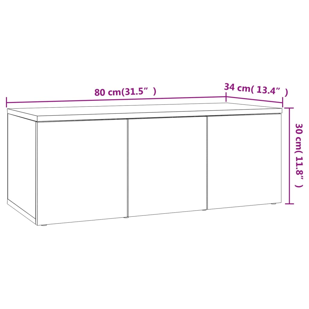 TV Stand in Sonoma Oak Finish 80 x 34 x 30 cm Particleboard