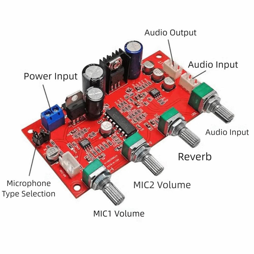 Pre-amplification Effect Reverb Board Fixed/Separate HIFI Audio Amplifier Board  Dynamic Microphone