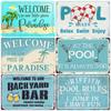 Retro Pool Rules Metal Sign Tin, Vintage Summer Swim Happy Place Plates, Wall Sign, Bar & Grill, Pub Decor, WY51