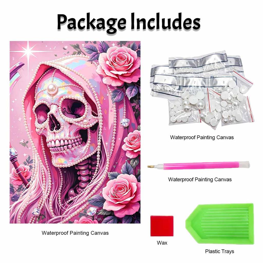 Halloween Pink Floral Pearl Painting Art Full Pearl Handmade Diy Home Decorations