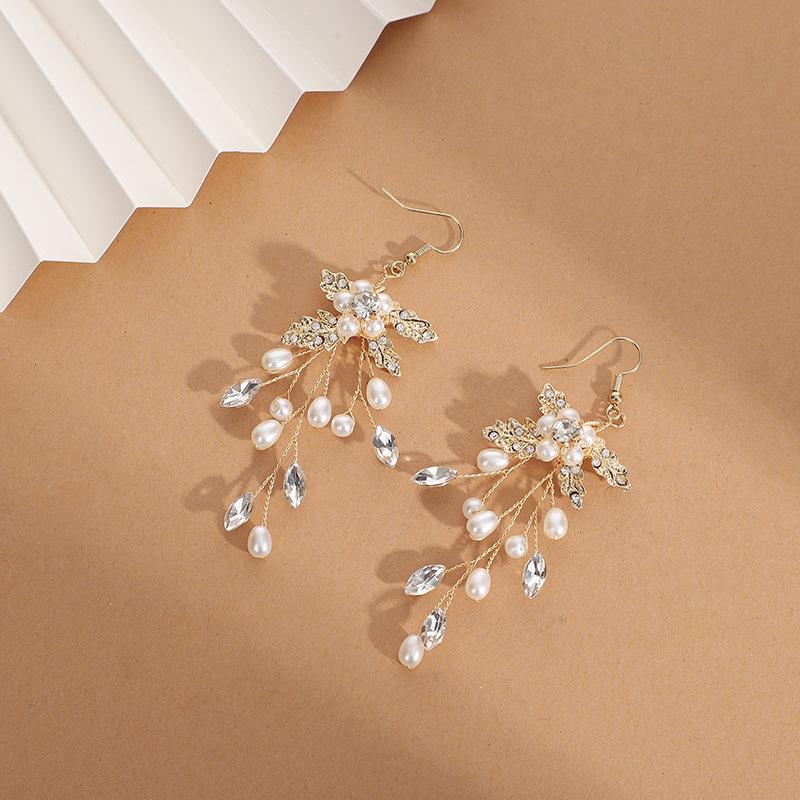 

Аксессуары Свадебные серьги Бусины из белка Серьги-крючки ручной работы в виде листьев Узел для свадебного платья