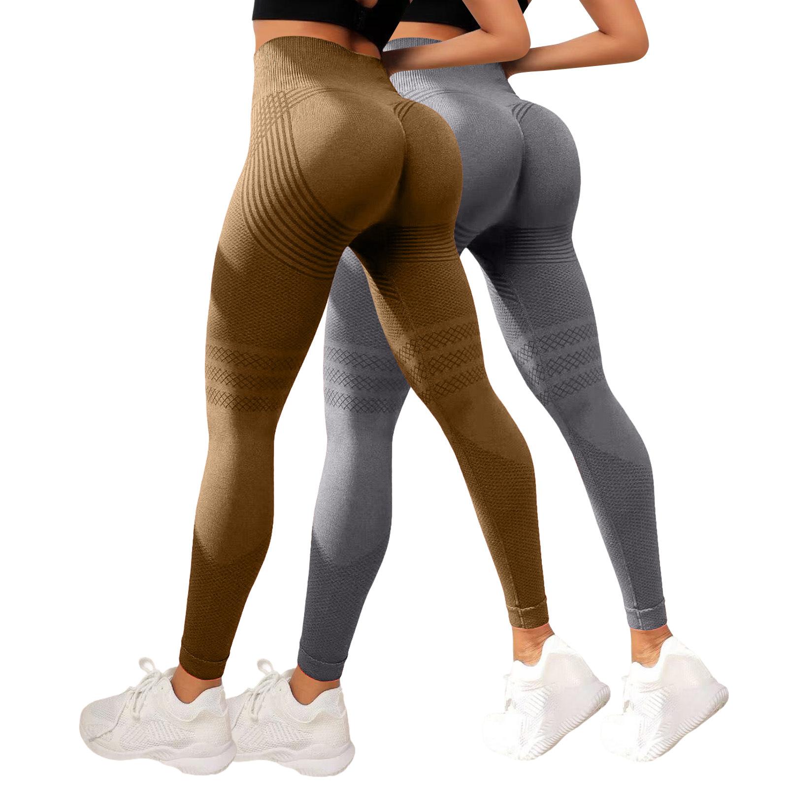 

2PC Women s Casual Seamless Hip Lifting Fitness Pants With Tight Fit And High Waist, Seach Hip Yoga Pants L