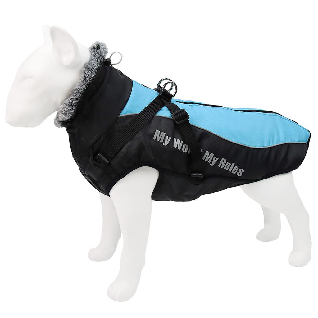 Reflective Dog Vest For Walking At Night Waterproof Dog Coat Winter Dog Clothes Jacket Pet Dog Coat With Harness