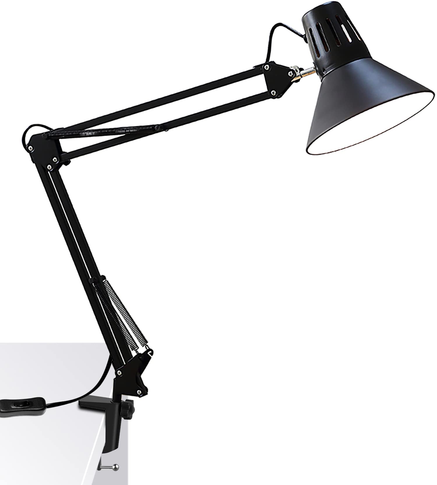 

Tledtech Arm Light LED Stand E26 Swing Arm Light Clamp Type LED Desk Light Arm Lamp High Brightness Eye-Friendly чорний