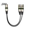 Audio Adapter Cable 30cm Anti-winding Balanced Transmission Zinc Alloy 2 in 1 Anti-interference XLR Male to Female Extension Cord for Sound Console