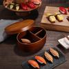 Amosfun Wooden Bento Box, 800ml, Japanese Style, Large Capacity, Stylish, Sushi Case, Removable Divider, Suitable for Men and Women, Commuting, School