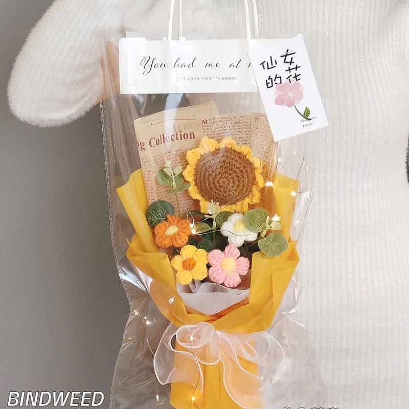 Handmade Knitted Rose & Sunflower Crochet Bouquet - Festival Gift