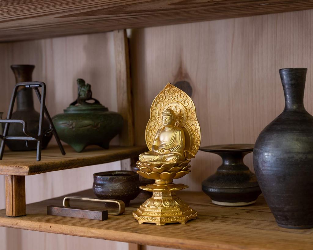 Seated Amitabha Buddha 15cm Shuun Tendai Takaoka bronzeware Buddha seated statue, (gold plated/24k gold), sculptor Makita, model sect, (Amitabha