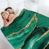 Emerald Green Malachite Faux Marble With Gold Glitter Throw Blanket Luxury Thicken Nap Luxury Designer Blankets