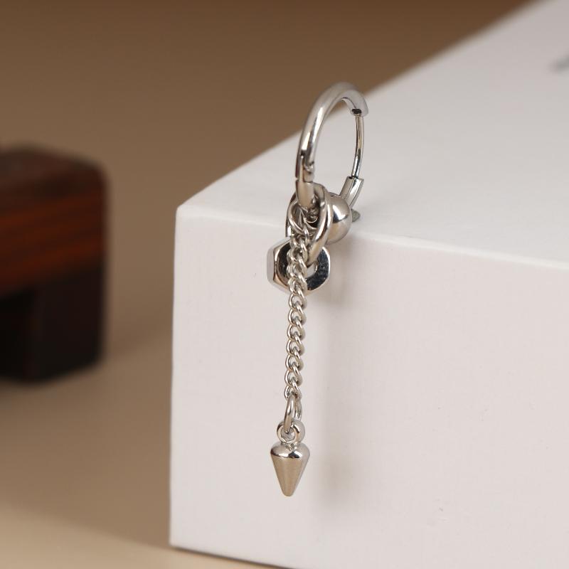 

Punk Conical Long Chain Eardrop Titanium Steel Trendy Hoop Earring For Women Man Personalied Jewelry Gift as the picture