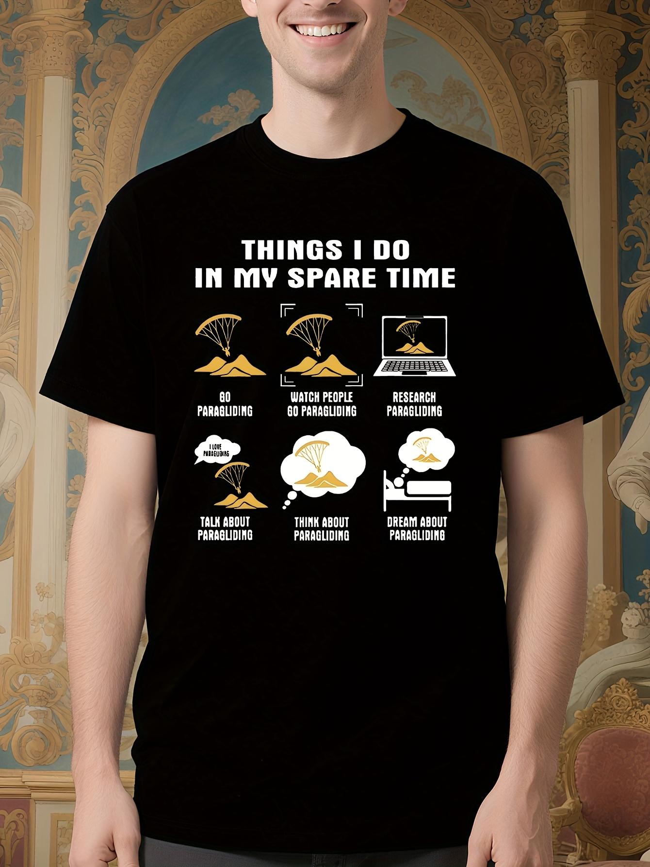Tshirt with Funny Paragliding Print 6 Hobby Humorous Designs M