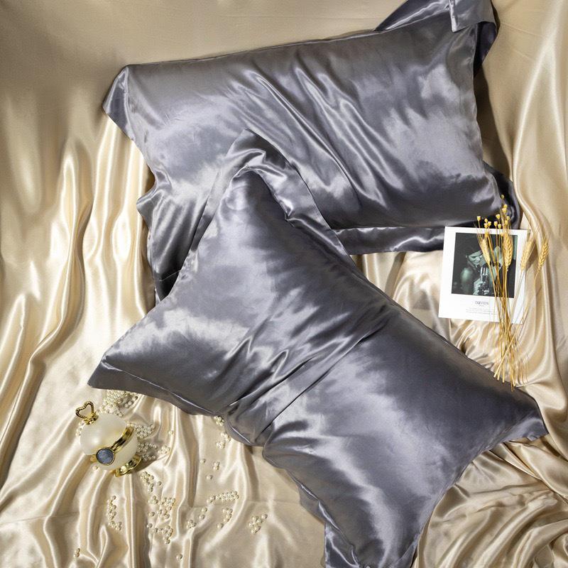 Double-Sided Mulberry Silk Pillowcase - Ice Silk, Wide Edge, Solid Color, and Beautiful Design.