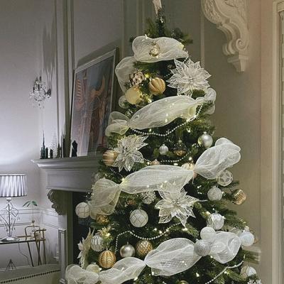 Weihnachten Kristall Gaze Bänder Weihnachten Baum Dekorationen für Home Tür Navidad Noel Kerst Geschenke Frohes Neues Jahr