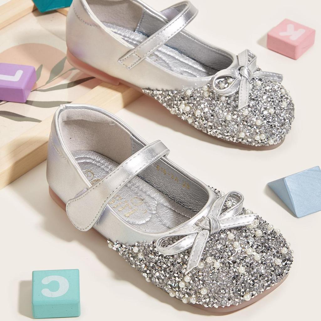 Princess Elsa Rhinestone Leather Shoes for Girls - Non-slip Flat Bottom Performance Footwear