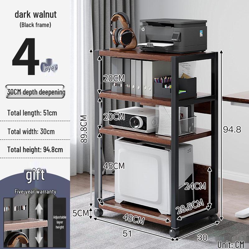 Floor-Standing Multi-Layer Mobile Printer Rack & Computer Host Organizer Cabinet