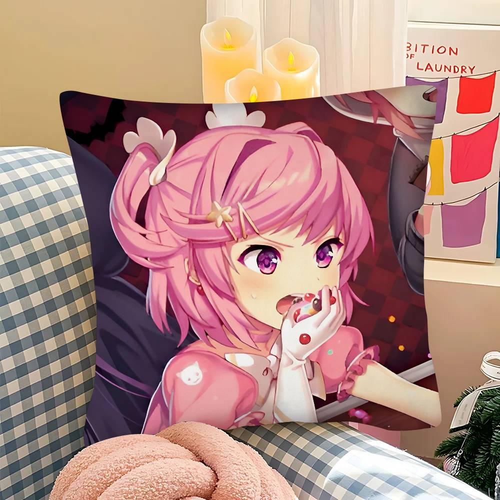 pc Cartoon Character Natsuki Pillow Case Fashion Square Pillowcase Bedroom Sofa Room Ins Decoration Leisure