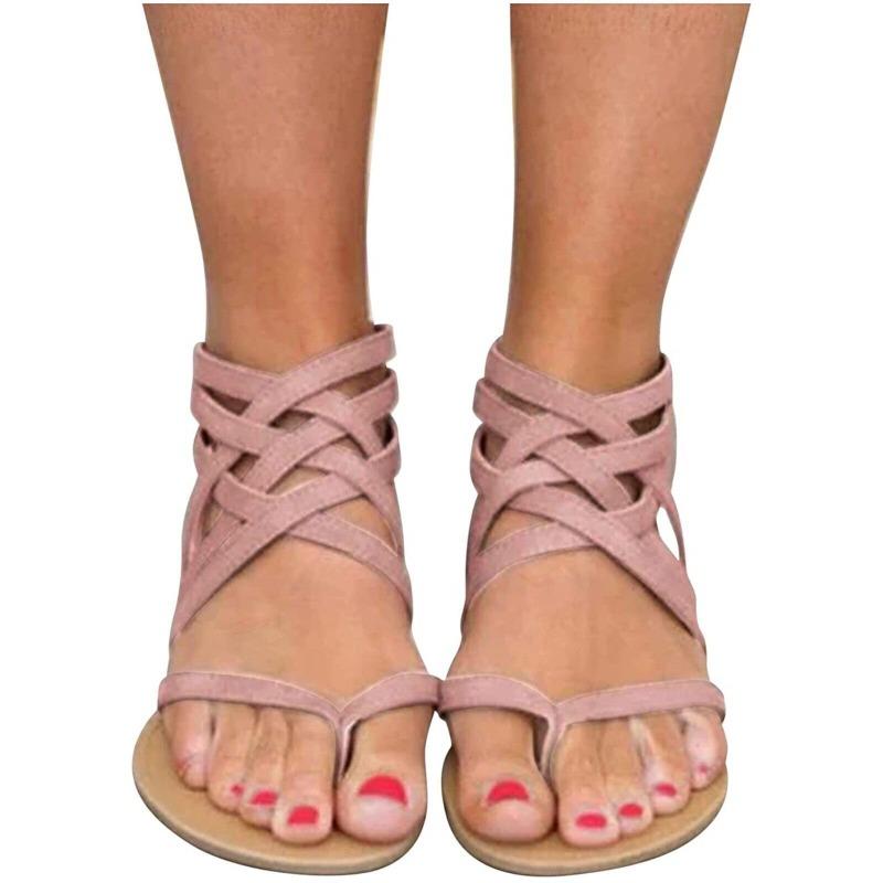 Flat-soled sandals women's woven toes women's sandals hollowed-out beach sandals women