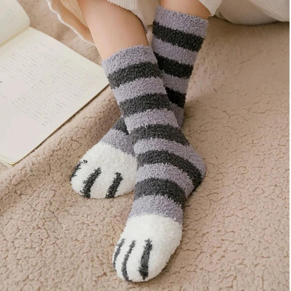 Middle Tube Coral Velvet Socks Thickened Sleep Socks  for Female Stay in the house