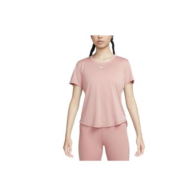 Solid Color Logo Print Round Neck Short Sleeve T-Shirt Women Tops Light-Pink DD0639-618