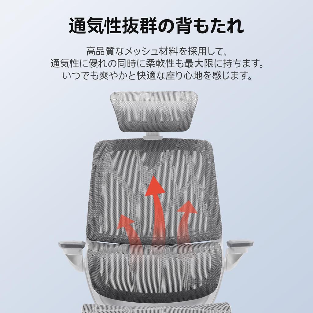 SIHOO M59AS Office Chair Desk Chair 3D Armrest 3D Headrest Automatic Adaptive Lumbar Support Rocking M59AS Flip-up Approx. 120° (Gray)