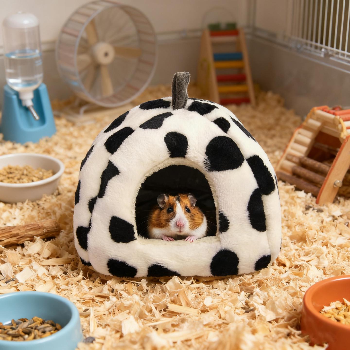 

Зимний флисовый домик для хомяка: Толстое, Теплое, Уютное Гнездо для Маленьких Питомцев Small 12x12cm with Hooks