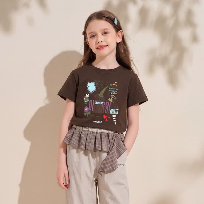 Montagut Girls Cartoon Print Short Sleeve T-Shirt 140