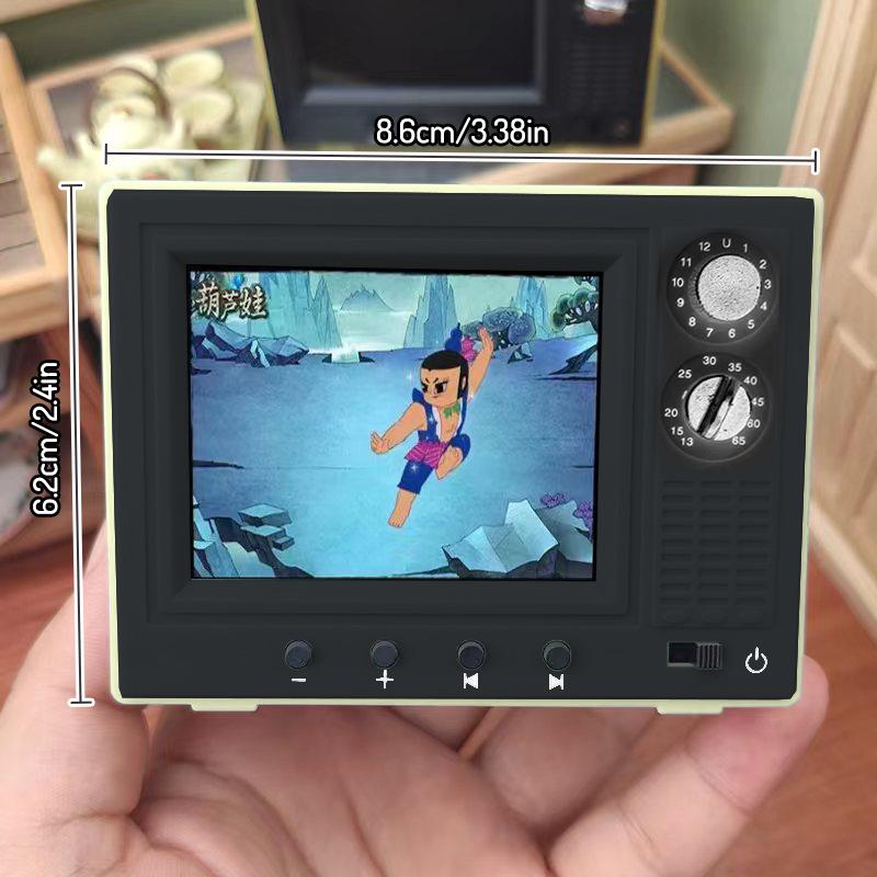1:12 Dollhouse Miniature Tv Playable Video Mini Television Model Living Room Home Appliances Decor Toy Doll House Accessories