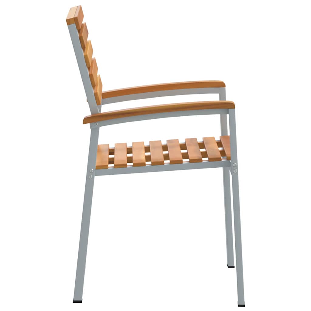 Garden Chair 2 Pcs. Brown Solid Wood Acacia Stackable