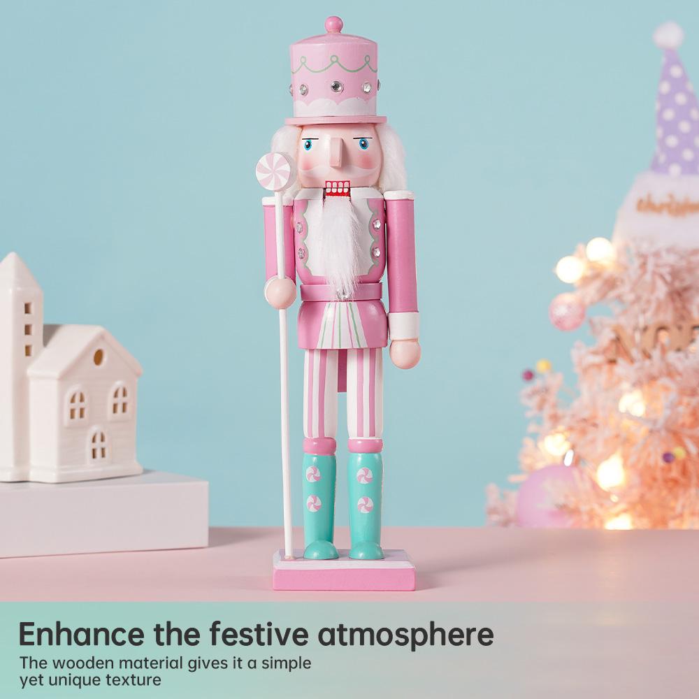 25/30/38/50CM New Candy Nutcracker Soldier Macaron colored solid wood Decoration Gift Crafts Christmas decoration