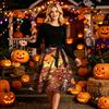 Women’s Crew Neck Long Sleeve Dress Halloween Themed Print Casual Style Waist Tie Fit and Flare Comfortable Material