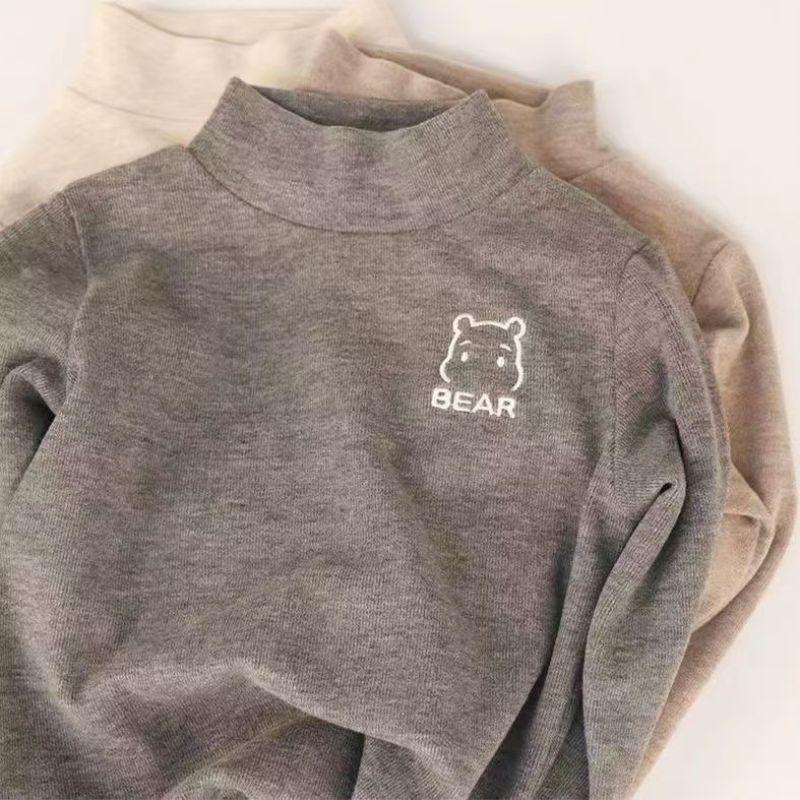 Children's Warm Long-Sleeve Base Layer Top with Half-High Collar for Boys, Girls, Toddlers, and Babies