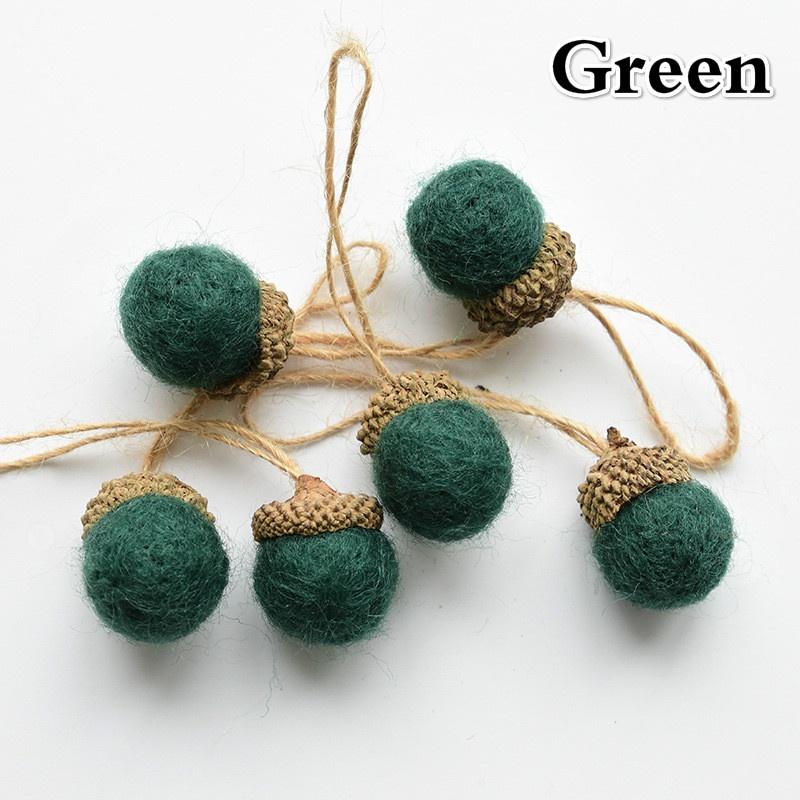 6pcs/set Wool Felt Pine Cone Acorn Pendant Christmas Ornament DIY Craft