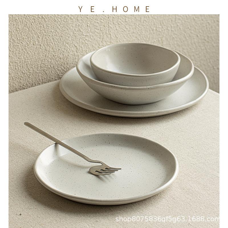 Gypsy Series Japanese Retro Irregular Bowls, Ceramic Salad Bowls, Vegetable Plates, Steak Plates, Household Tableware, Vegetable Bowls