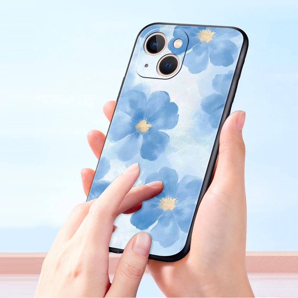 Phone Case For iPhone 17 16e 15 14 13 12 11 Pro Max SE 7 8 Plus Shell iPhone 16 Soft TPU Cover Soft Pale Little Flower