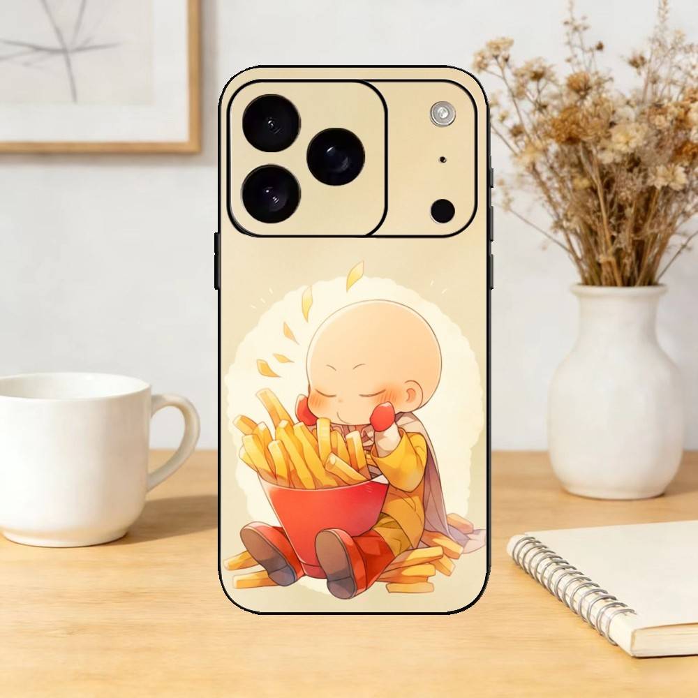 One P-Punch S-Saitama M-Man Phone Case For iPhone 17,16,15,14,13,12,11 Plus,Pro Max,SE4Soft Silicone Black Cover
