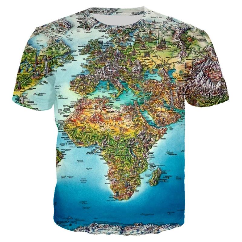 Unisex 3D Printed Map T-Shirt For Women Funny Animal Pattern Tees Summer Oversized O-Neck Top Harajuku Short Sleeve T Shirts Streetwear