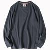Export Factory Leftover Stock Pure Color Cotton Basic Style Washed Brushed Minimalist Casual Long Sleeves round Neck Base T-shirt Men