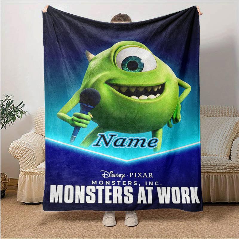 Personalizzato 1 pezzo Monsters & Co: Coperta Il Lavoro di Squadra Trionfa, Coperta Morbida e Confortevole, Calda per il Tempo Libero, Coperta da Campeggio e Viaggio, Regalo di Compleanno Q910146