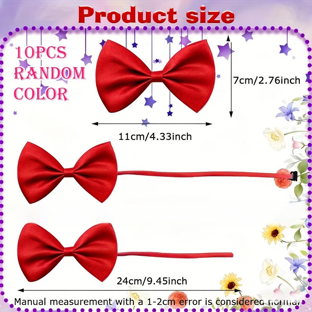 10pcs The latest 2026 pet collar set includes 10 decorative colorful bow collars - adjustable and machine washable.