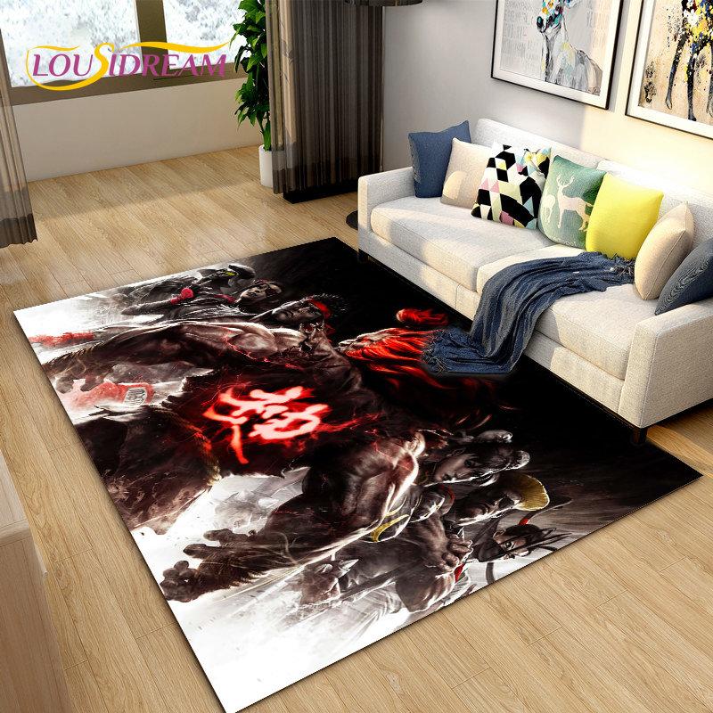 Retro Game Street Fighter Gamer Area Rug,Carpet Rug for Living Room Bedroom Sofa Doormat Decoration, Kid Play Non-slip Floor Mat