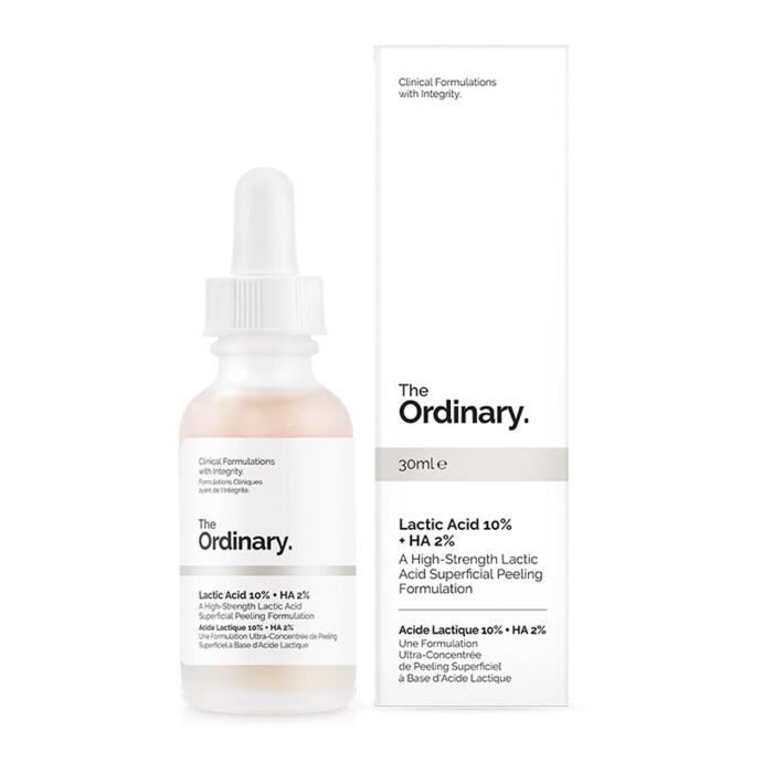 Peeling superficiel - The Ordinary - L'acide lactique 10% + HA 2% - 30 ml - Vegan - Tous types de peau