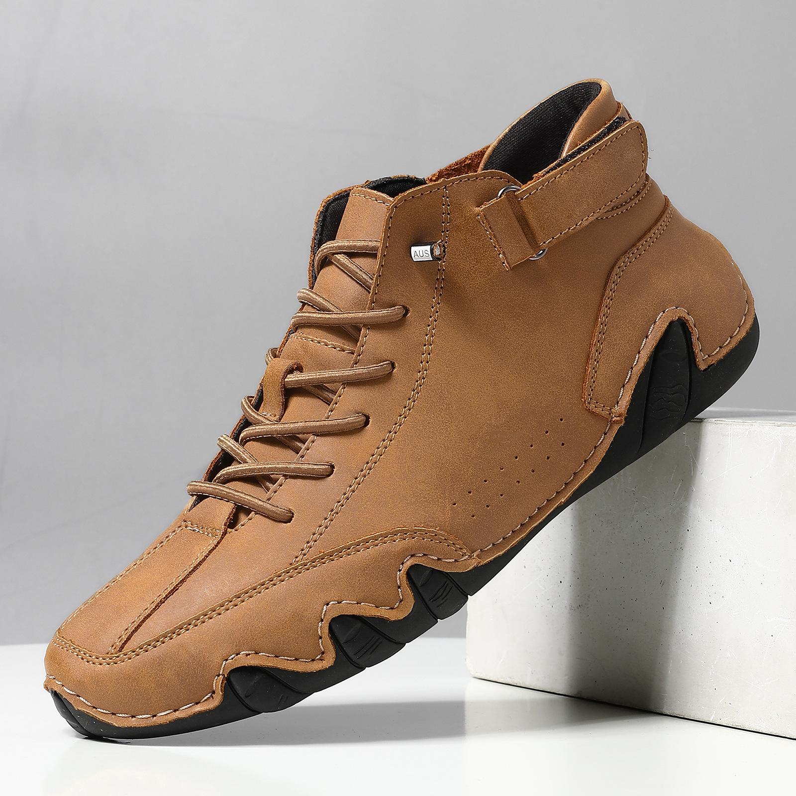 

Осенние ретро мужские ботинки из натуральной кожи зимняя обувь класса люкс мужские ботильоны высокие повседневные кроссовки прогулочная обувь мужские botas 42 шоколадный