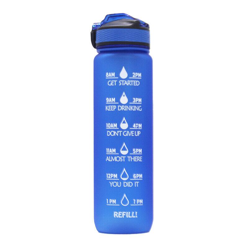 Generico Borraccia Motivazionale con Cannuccia, 750ml, Sportiva, Palestra, Scuola, Yoga, Indicatori di Tempo e Quantità d'acqua, Verde e Giallo Sfumato