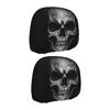 2 ks Univerzální potahy na opěrku hlavy do auta Design s lebkami na Halloween Měkký polyesterový chránič Snadno čistitelný Doplněk do interiéru auta