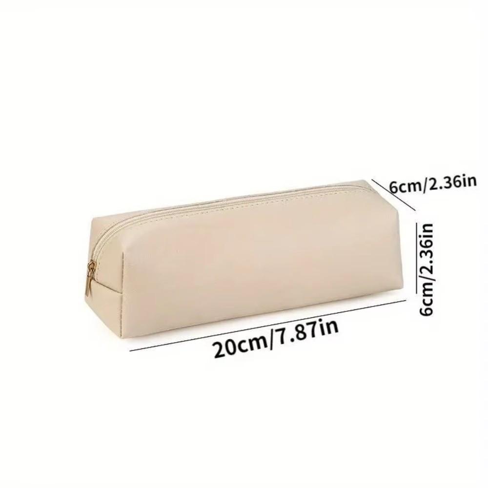 PU Leather Pen Bag Pure Color Pencil Pouch Coin Purse Pencil Case Boy Girl