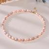 HENGSHENG 6-7mm Rice Shape Freshwater White Pink Purple Mixed Color Pearl Necklace 925 Silver Jewelry for Women Girls