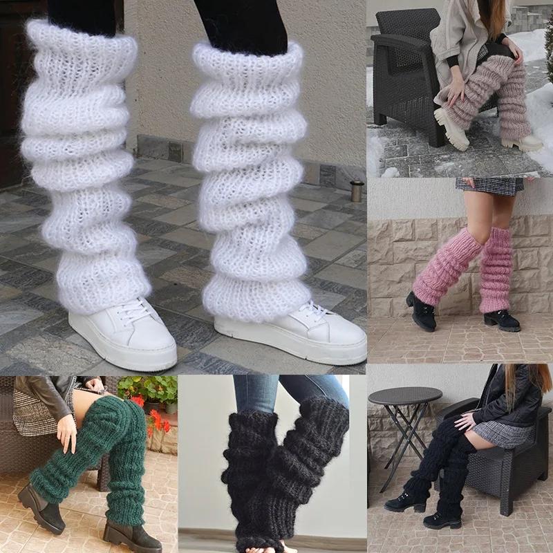 Y2K Návleky na nohy 40cm Korejské Lolita Dívčí Dlouhé Ponožky pro Vrstvení do Bot Kryt na Zahřátí Nohy Jednobarevné Tepelné Kožešinové Ponožky