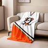 Hockey Mask Emblem On Orange Strip Print Blanket Soft and Cozy Perfect for the Living Room Bed Sofa or a Nap,gift