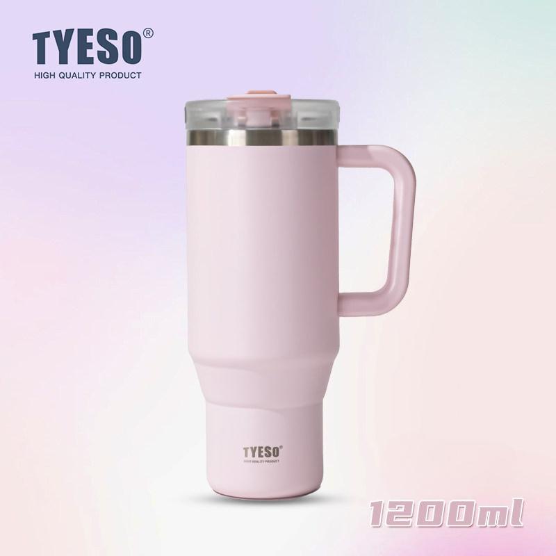 1200ml Tyeso Vacuum With Handle Bottle Stainless Steel Car Mug Straw Thermal Iced Travel Cup Tumbler Hot Cold Water Cup