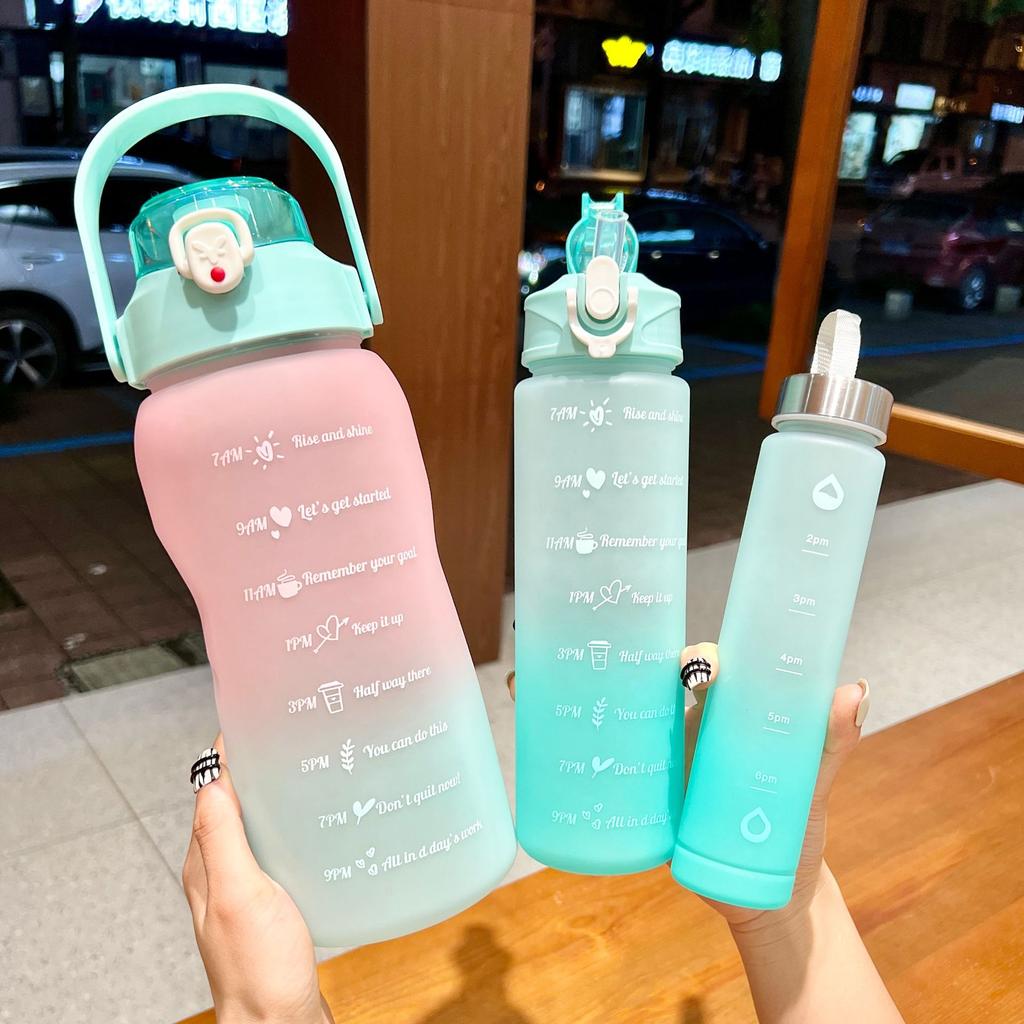 Water bottle1011 three-in-one gradual change water cup set large capacity long cylinder graduated cup outdoor direct drinking plastic cup